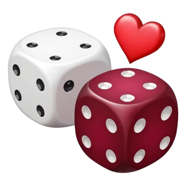 two dices in with burgundy red heart details sticker