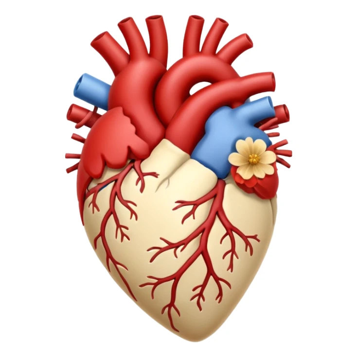 Anatomy heart + beige flower sticker