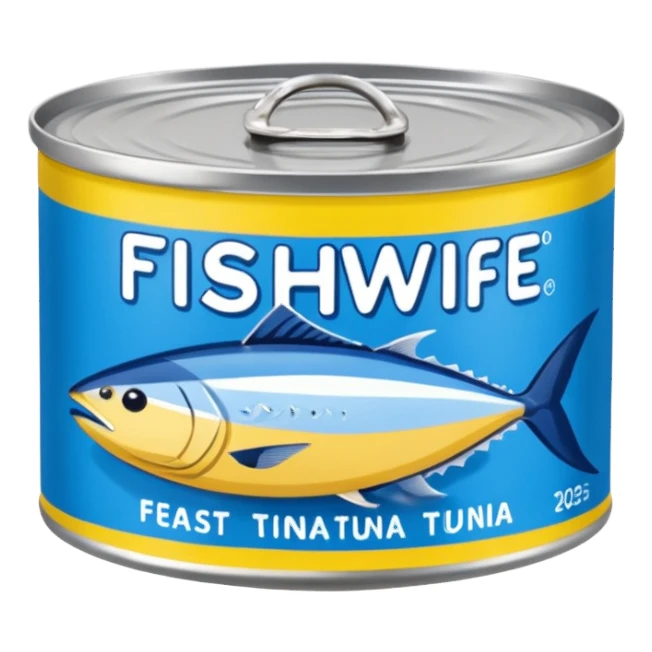 Create a logo using the Fishwife tinned tuna packaging and color scheme.  Wording should read: "The Fishwife Founder Feast 2025" sticker
