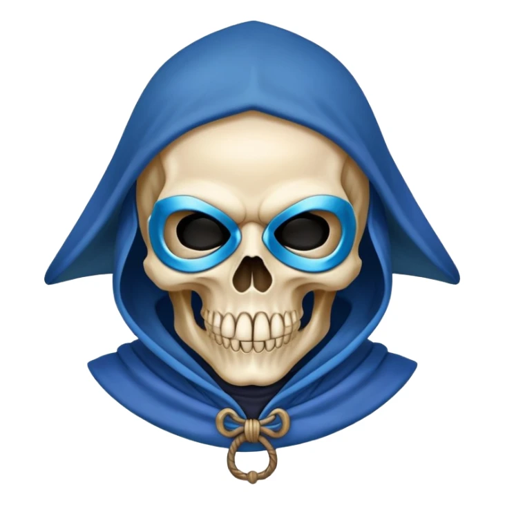 pirate skull wearing blue hood and cloak and mask sticker