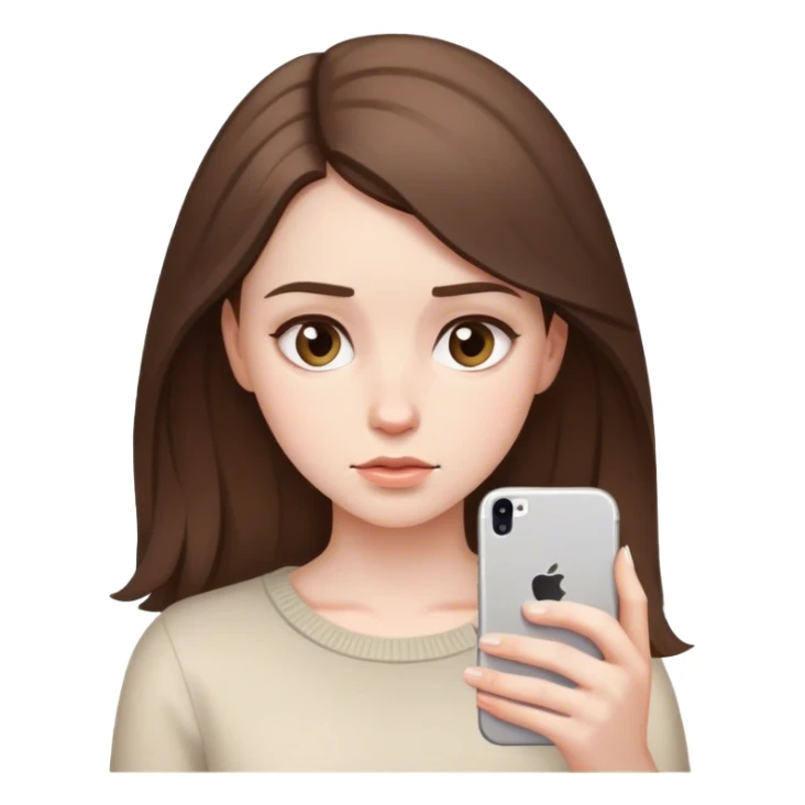 pale brunette girl on her iphone eyes down sticker