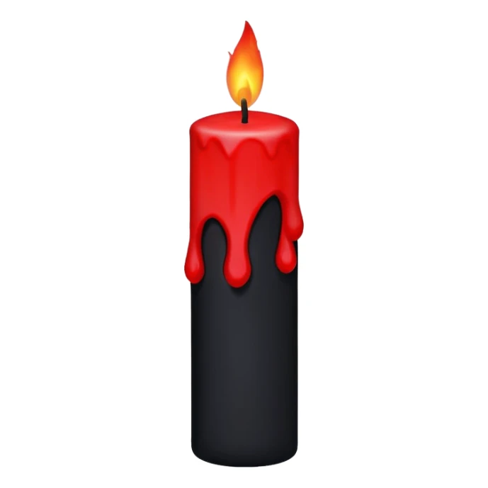 iOS sticker, dark candle, black wax, red flame, minimal sticker