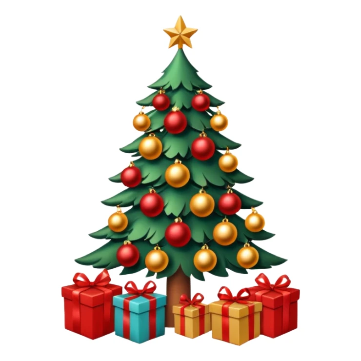 un sapin de Noël décoré, festif sticker