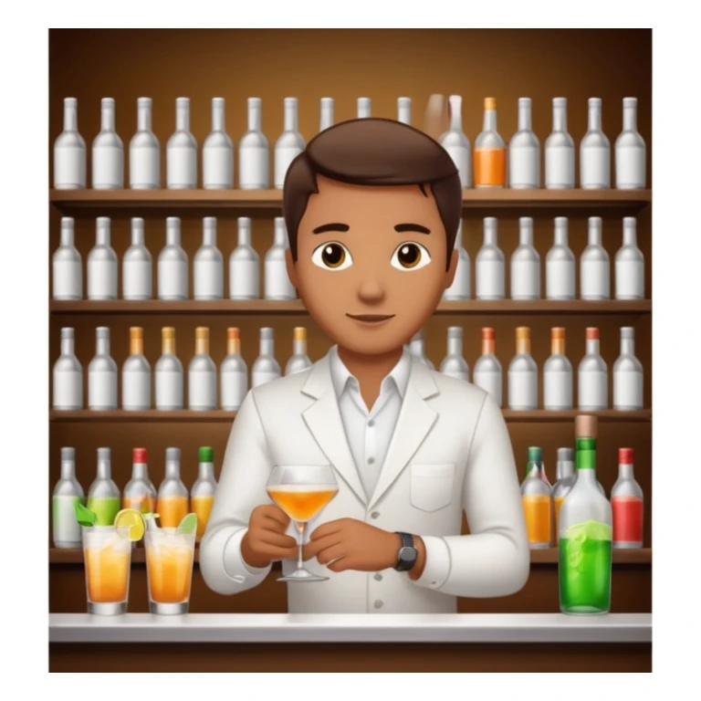 bartender mixing drinks, club backgroudn with bottles sticker