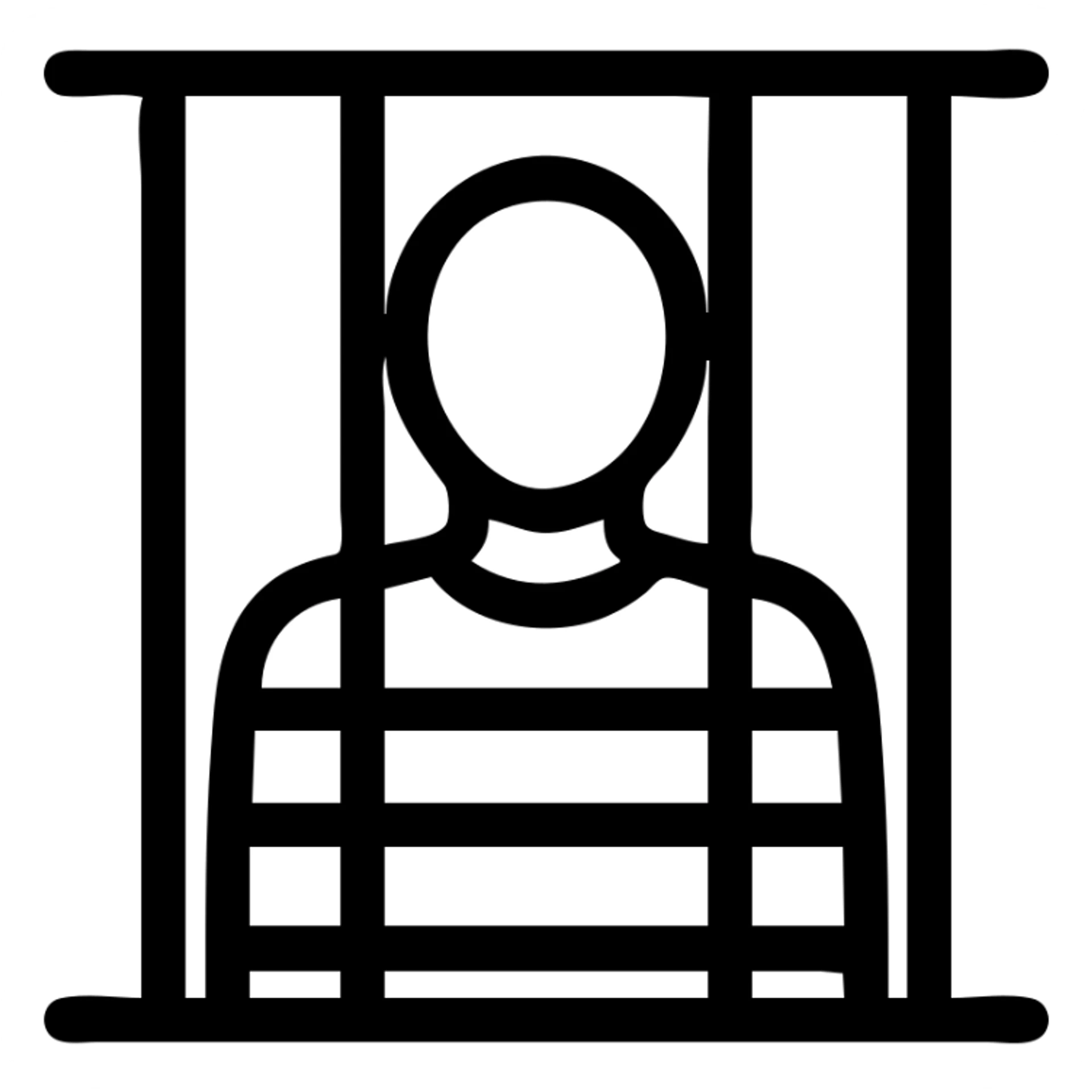 hand-drawn outline of a prisoner behind bars sticker