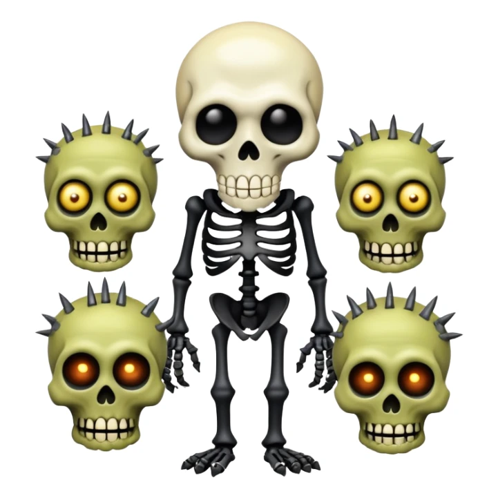 evil undead skeleton overlord with zombie minions sticker
