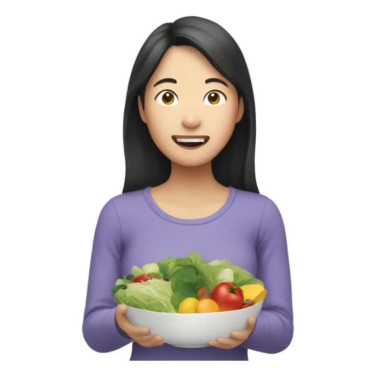 asian person eating healthy sticker