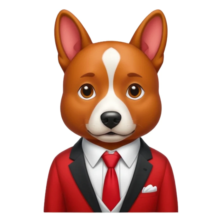 red dog with white tie,red shirt sticker