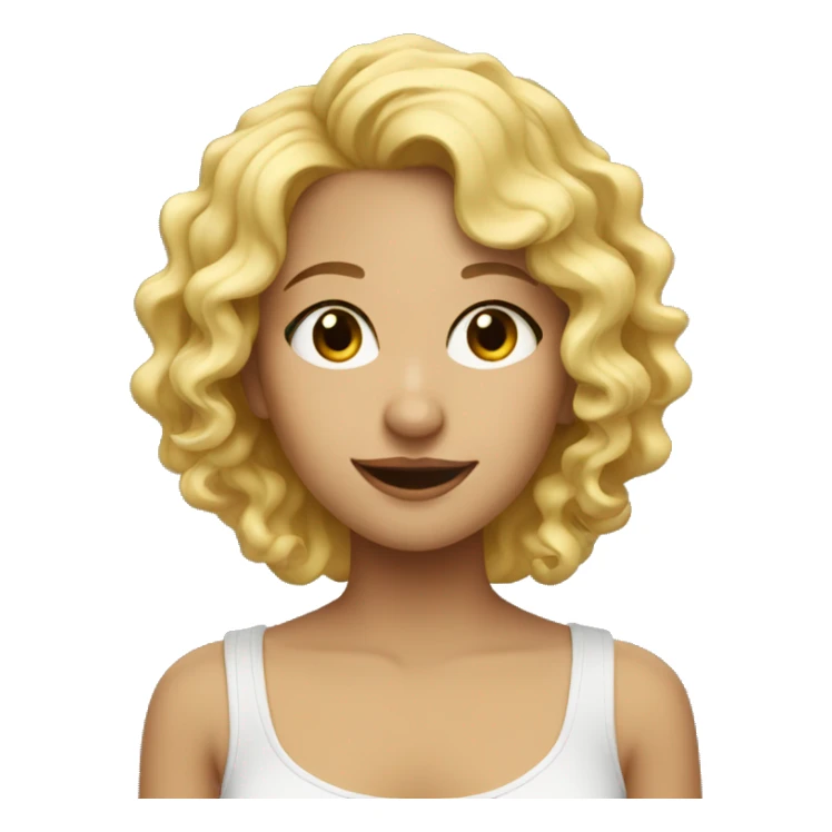 a girl with blond curls and music sticker