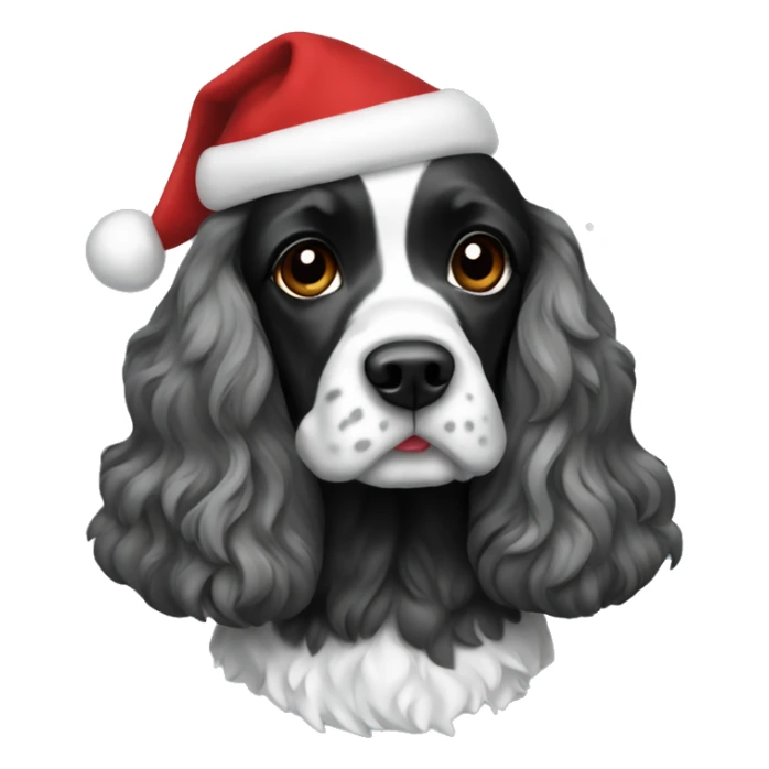 Black and grey cocker spaniel with Christmas jumper on sticker