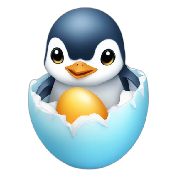 kawaï baby blue penguin hatching from its egg sticker