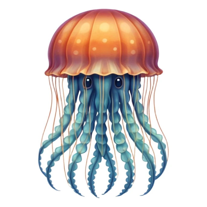 a beautiful jellyfish with a medieval design, tapestry style, woven texture, muted colors, historic medieval illustration sticker
