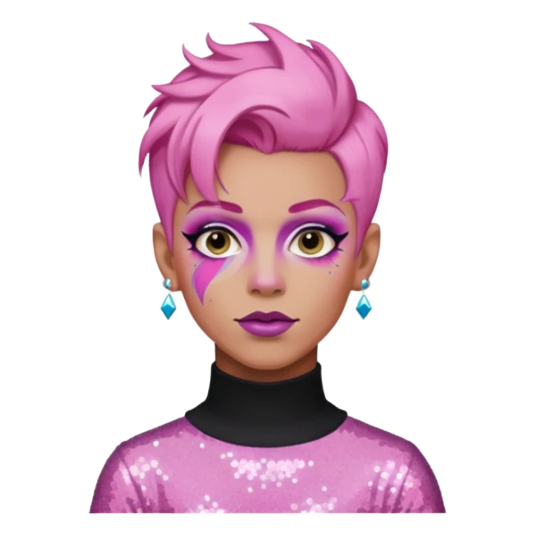 pink hair drag king fabulous makeup with glitter sticker