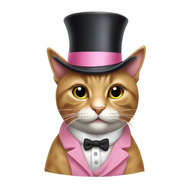 cat wearing pink top hat with monocle sticker