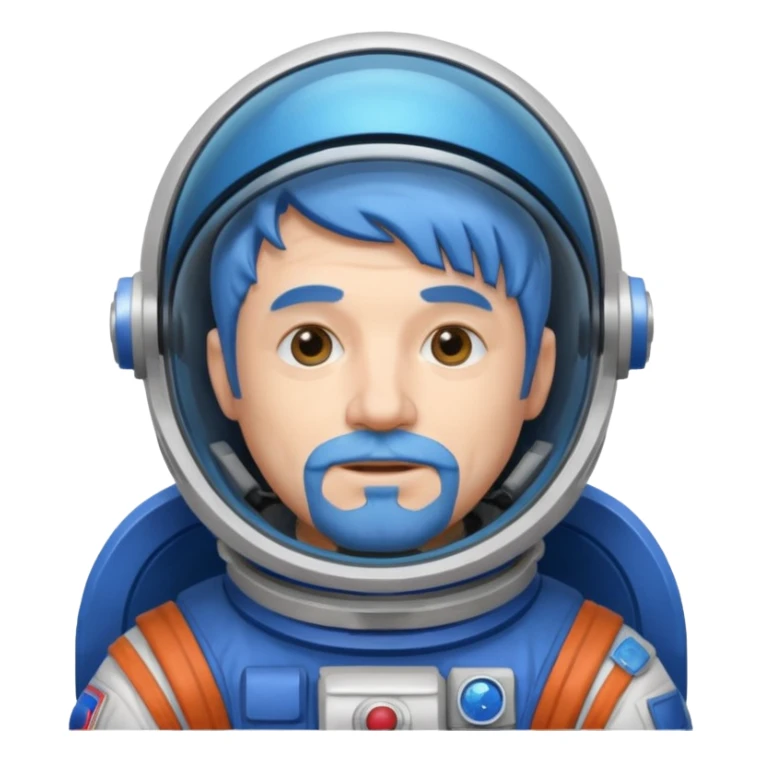 Astronauts, Middle-age, male, white skin, blue hair and blue beard sticker