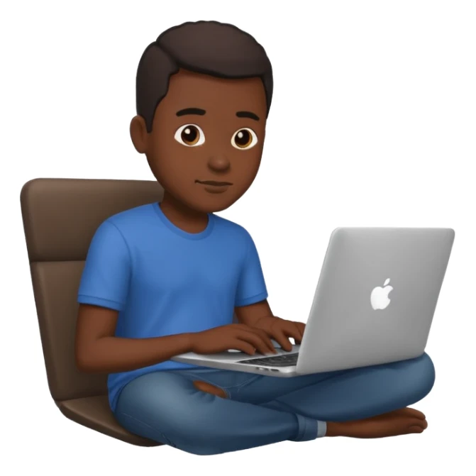 its a black colored man sitting working on a laptop with no face or anything sticker