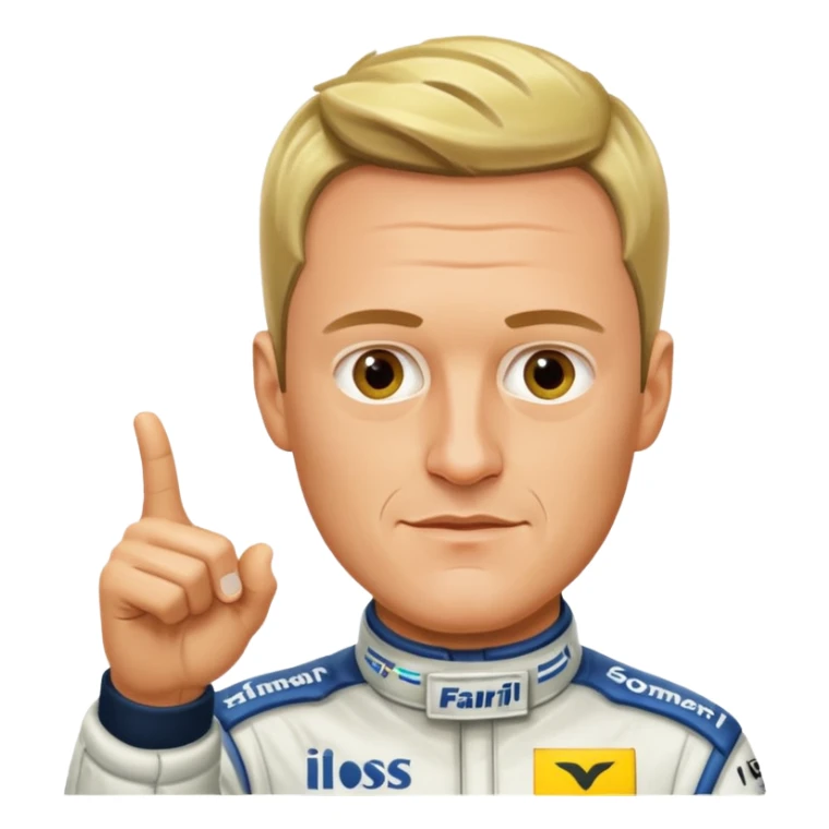 Ralf Schumacher pointing at Ralf Schumacher sticker