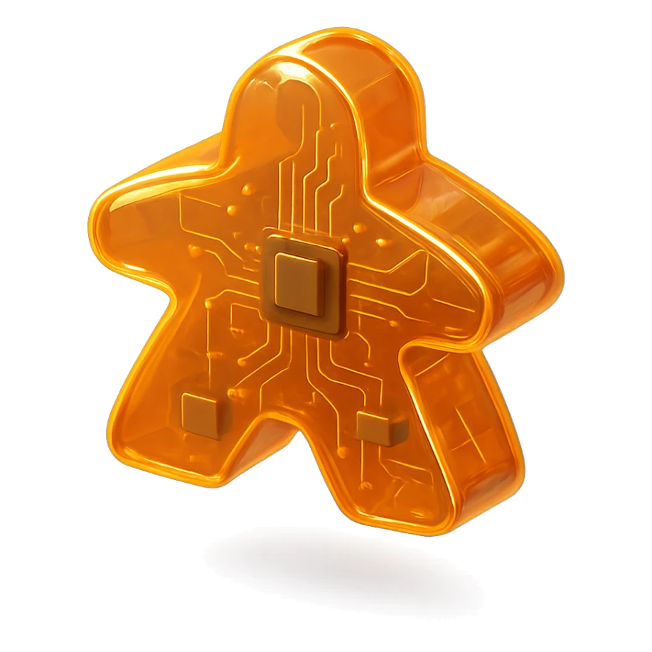3D rendered meeple with glossy finish, vibrant color, soft shadow sticker