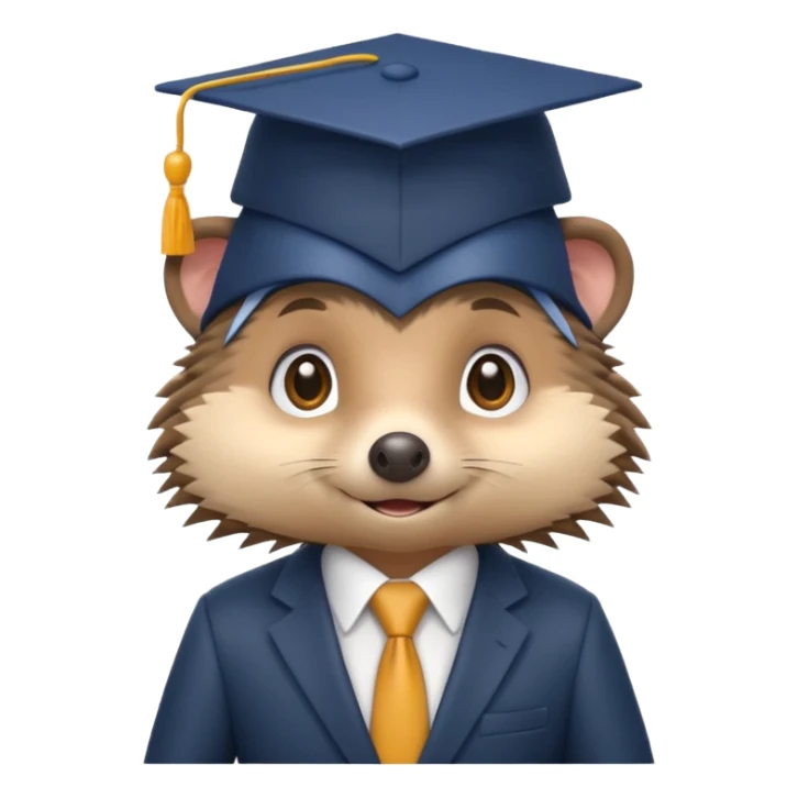 A hedgehog student dressed in a suit and wearing a square academic cap. sticker