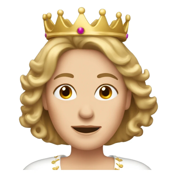 Lady in her 50s with dark blonde hair down, with a crown sticker