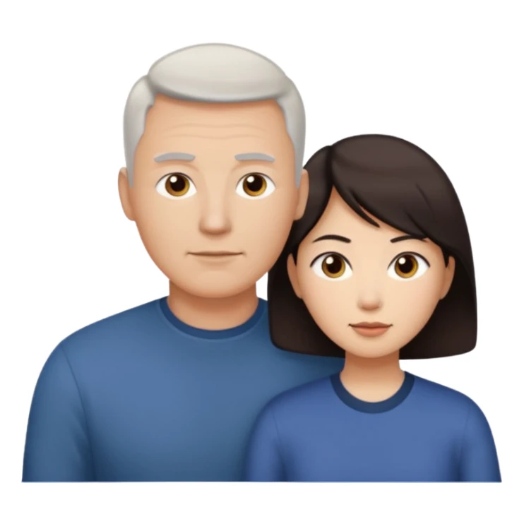 white dad with short buzzed brown hair and asian mom sticker