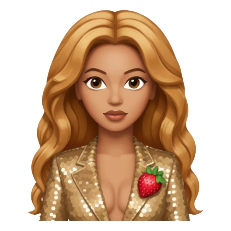 Beyonce as Sasha Fierce with long strawberry blonde hair, beige sequin outfit sticker