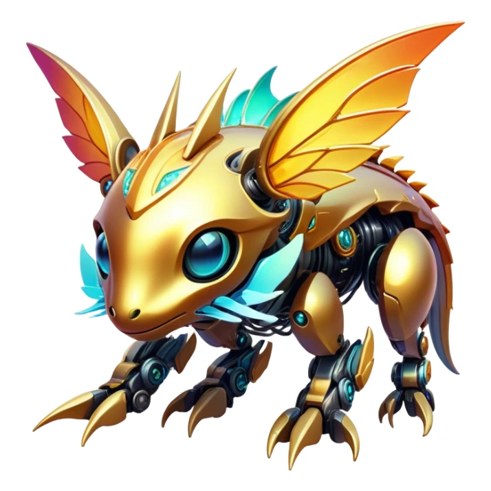  Epic legendary warm-colored sunny rare glowing mechanical sparkly transparent bioluminescent luminescent vibrant bright pastel dark exotic iridescent colorful gradients futuristic modern metallic glossy glittery fantasy-cyber-Fakémon-Vernid-creature sticker