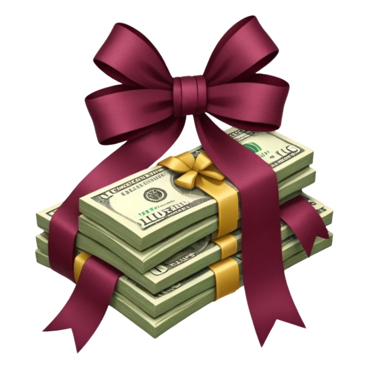 Dollar in burgundy colors, like a bundle of money sticker