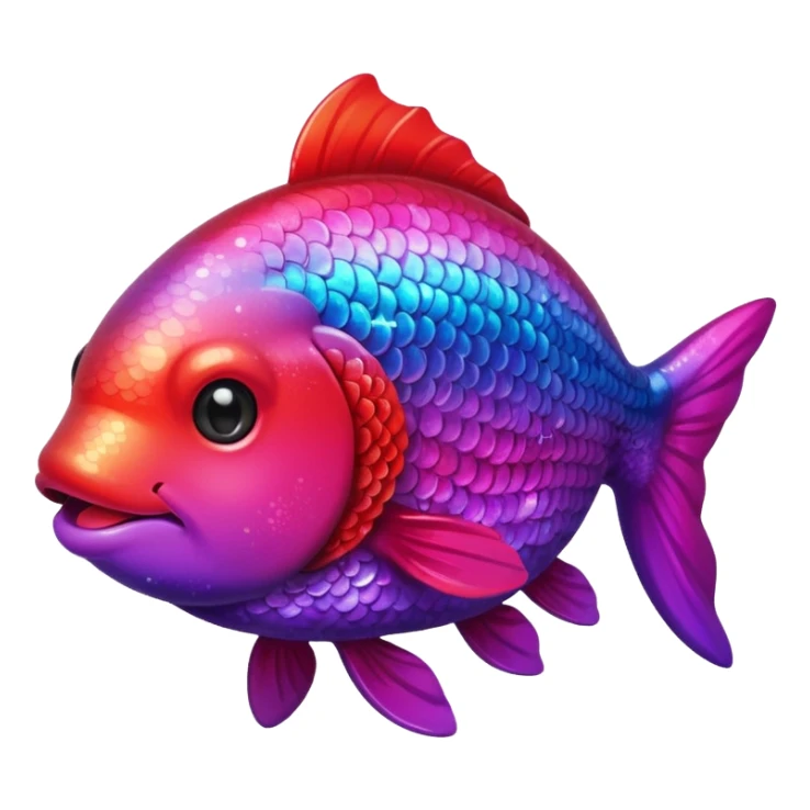 color gradient between red and purple glitter cute happy carp sticker