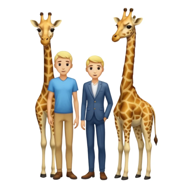 Very skinny blonde man with giraffe sticker