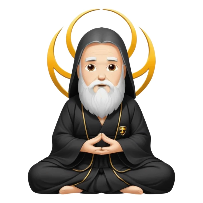 Wise spiritual guru with long beard wearing Lamborghini logo, meditation pose sticker