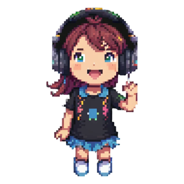 excited gamer girl in headphones sticker