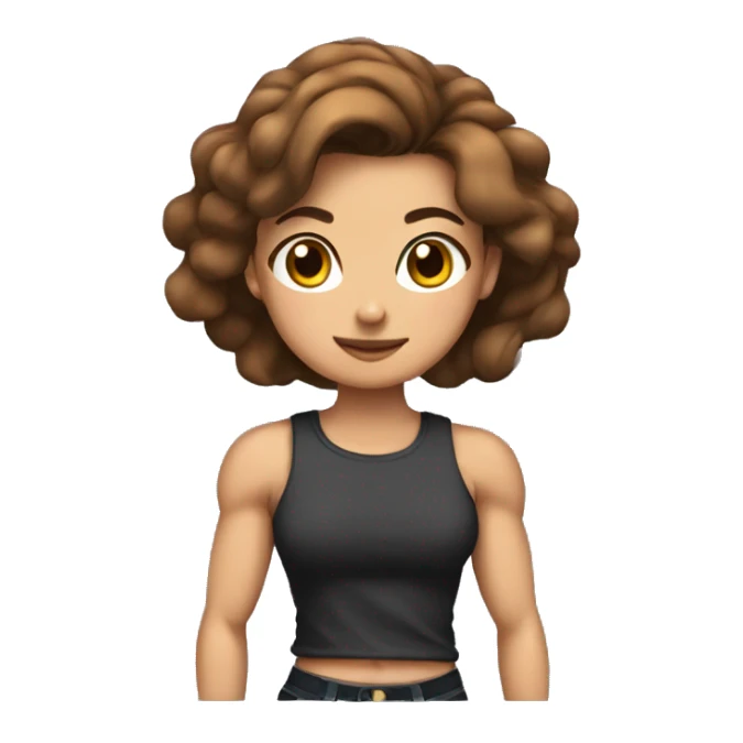 Strong muscle arm brown hair girl, chahi shirt sticker