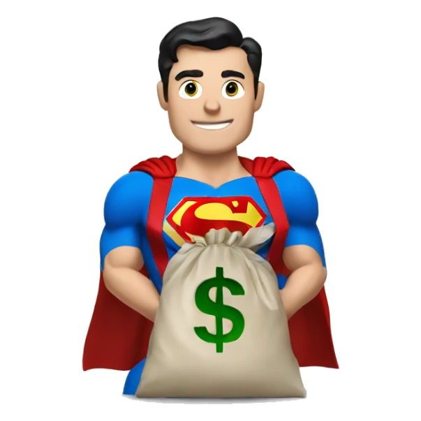 Superman with bag of money sticker