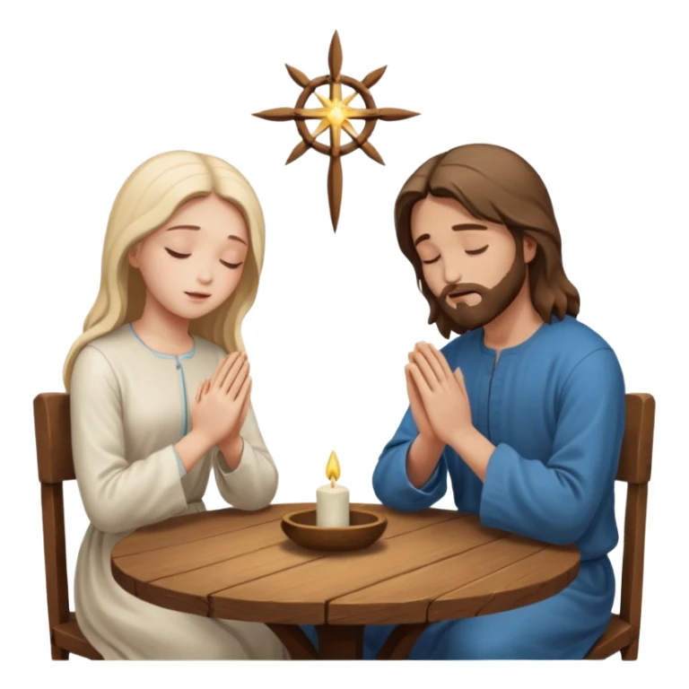 jesus en la mesa orando con una adolescente sticker