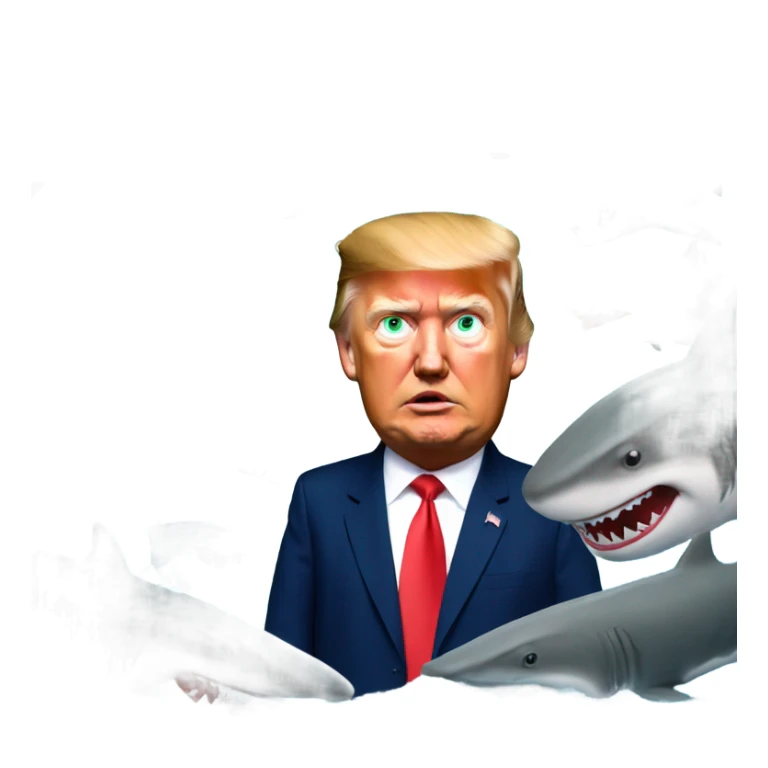Trump with sharks sticker