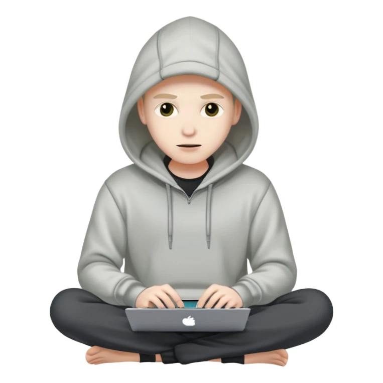hacker with laptop wearing hoodie sticker