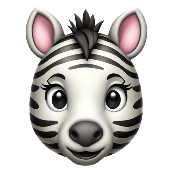 Cinematic Cute Zebra Portrait Emoji, Head tilted playfully and inquisitively, featuring a glossy, intricately striped Fur of black and white with round, sparkling eyes filled with curious wonder, Simplified yet irresistibly adorable features, highly detailed, glowing with a warm, friendly glow, high shine, affectionate and spirited, stylized with a touch of savannah whimsy, bright and endearing, soft glowing outline, capturing the essence of a mischievous yet loving zebra, so playful it feels like it could prance out of the screen and into your arms! sticker