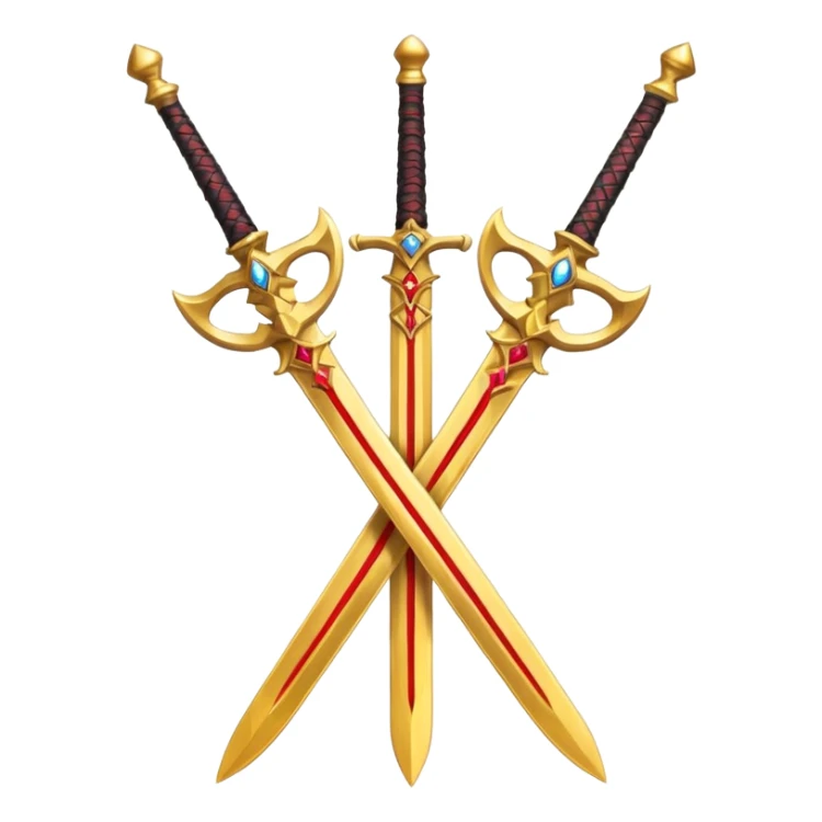 Two powerful on fire golden fiery royal crossed swords sticker