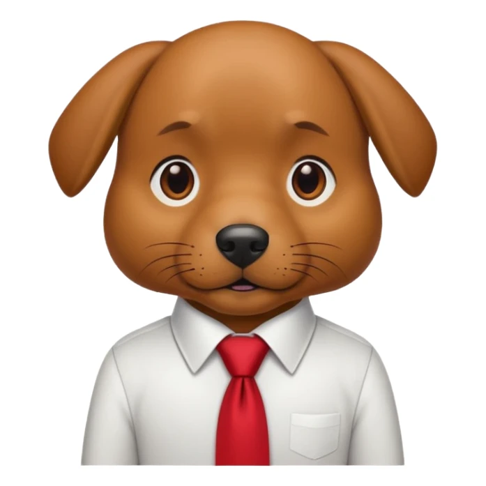 brown dog with red tie,white shirt sticker