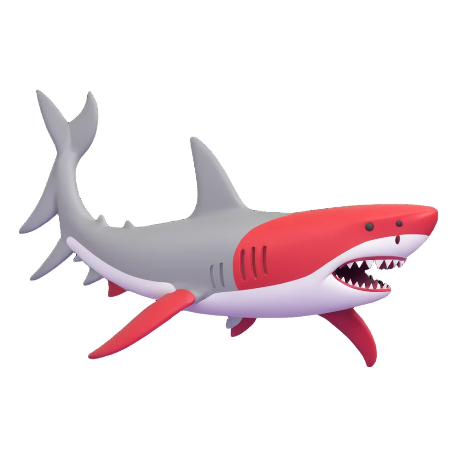 shark with red and white Air Jordans on its fins and back fin sticker
