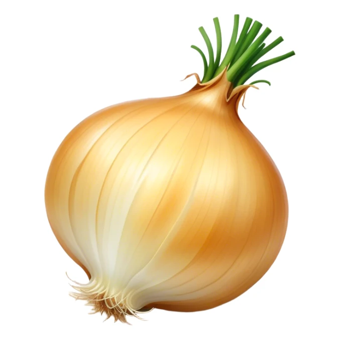 Cinematic crisp white onion, slightly peeled to reveal smooth layers, warm golden tones, rustic and fresh, soft glowing highlights. sticker