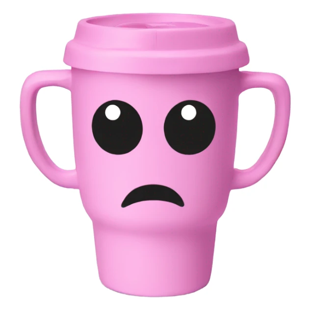 pink travel mug with a handle - no face sticker