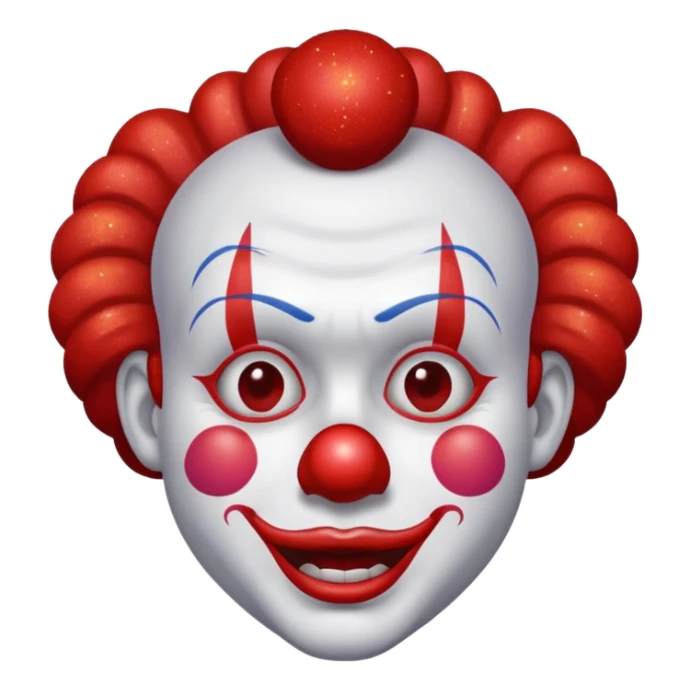 red glitter clown with the retarded facial expression sticker