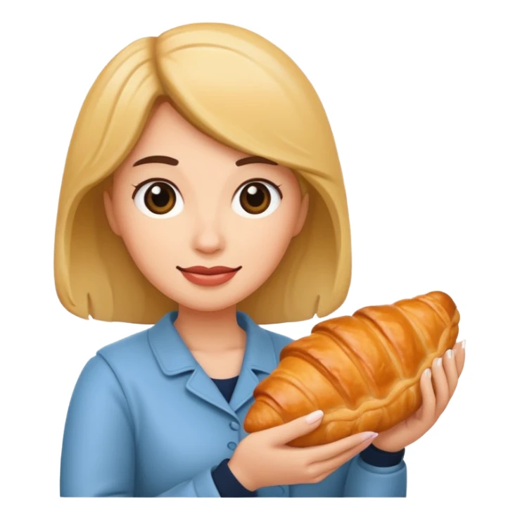 woman holding croissant sticker