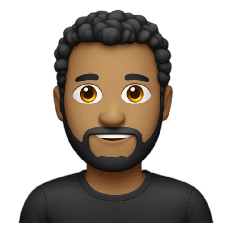 programmer with a little beard, black t-shirt and macbook sticker