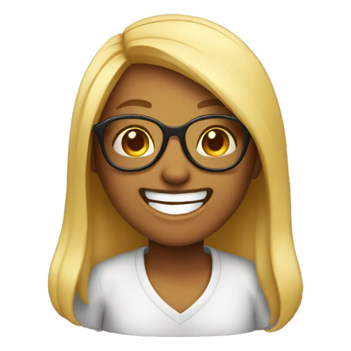 girl emoji with glasses laughing sticker