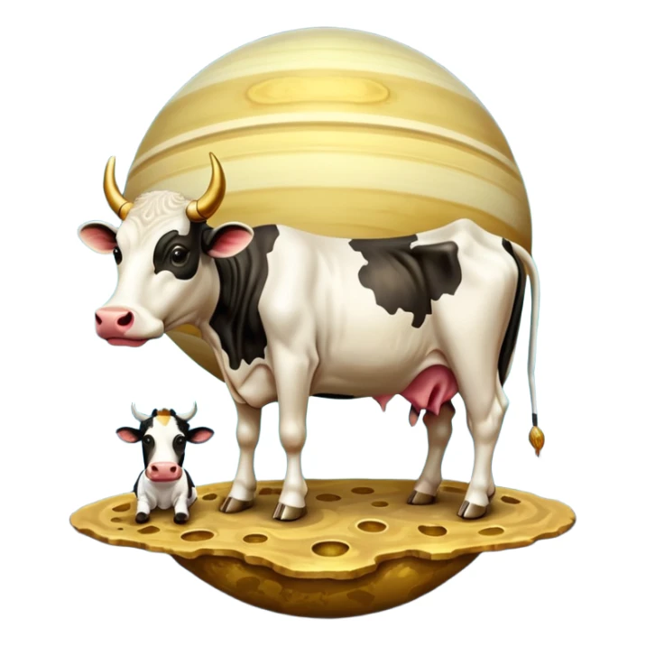 saturn planet with human feet with cow head sticker