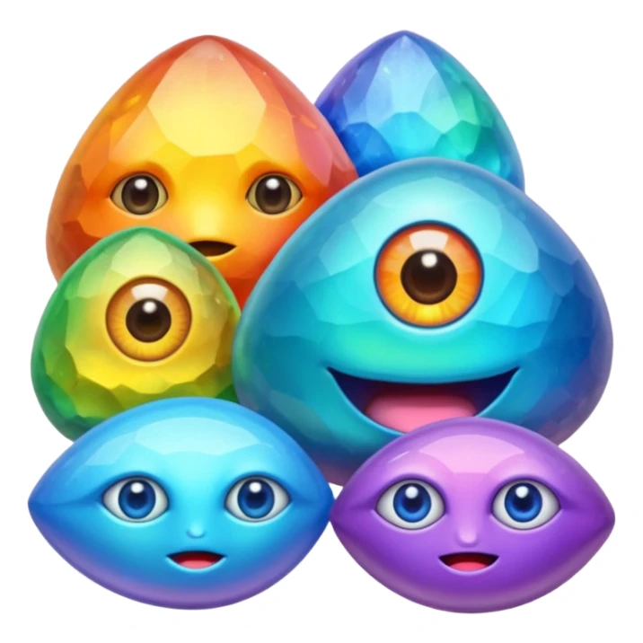 colorful minerals with eyes and mouth sticker