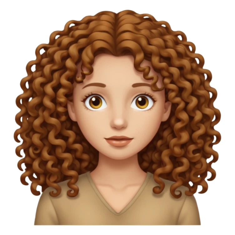 pale woman with ne meter long brown curly hair, middle part sticker